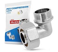 Raccordo angolare PEX-AL-PEX raccordi a morsetto, sistema di riscaldamento sanitario, 25 x 1 pollice filettatura esterna (20 x 1/2'' FF) (25 x 3/4'' FM)