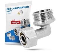 Raccordo angolare PEX-AL-PEX raccordi a morsetto, sistema di riscaldamento sanitario, 25 x 1 pollice filettatura esterna (20 x 1/2'' FF) (16 x 3/4'' FM)