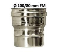 Raccordo aumento Ø M 80 x F 100 mm in acciaio inox per canna fumaria