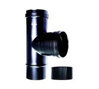 Raccordo caldaia a T 90 fm-f DN 100 mm smaltato 600 gradi stufa pellet tubo nero CE Made in Italy