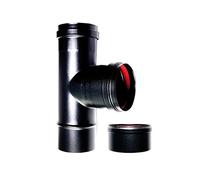 Raccordo caldaia a T 90 fm-f DN 80 mm smaltato 600 gradi stufa pellet tubo nero CE Made in Italy