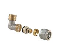 RACCORDO CURVO MASCHIO A COMPRESSIONE PER MULTISTRATO 2 PZ ASSEMBLATO 1/2 x 1/2-16