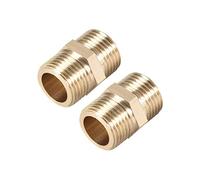 Raccordo di raccordo per tubo destro HeX Mamelon 1/2 x 1/2 G filettatura maschio, raccordi per tubo dorati, 2 pezzi