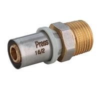 Raccordo dritto a pressare per multistrato 1/2`` M x 16 mm
