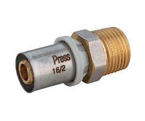 Raccordo dritto a pressare per multistrato 1/2`` M x 16 mm