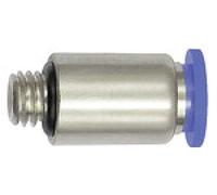 Raccordo dritto a vite » serie blu « mini, rotondo, M6, per tubo esterno Ø 3 mm, pressione di lavoro max. 10 bar, plastica/MS vern.