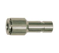 Raccordo dritto con nipplo 8 mm, riduttore, per tubo esterno Ø 6 mm, pressione di lavoro max. 15 bar, acciaio inox 1.4404