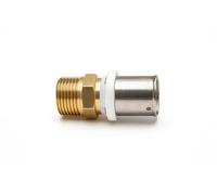 Raccordo Dritto Maschio 20 x 1/2”M a Pressare in Ottone Nichelato - Per Tubi Multistrato - Connessione Rapida e Sicura - Alta Resistenza e Tenuta - Impianti Idraulici e Termici - LEMAG SRL