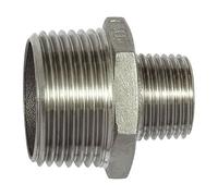 Raccordo filettato doppio, riduttore, ottagonale, R 2 1/2, R 2, SW 78, pressione di lavoro max. 20 bar, acciaio inox 1.4408