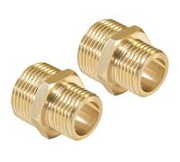 Raccordo Filettato Maschio in Ottone da 3/4 a 1/2 Pollici, Maschio 3/4 "x Maschio 1/2" Filettatura Connettore Doppio Nipplo per Tubi (2 Pezzi)