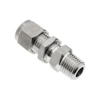 Raccordo for tubo a compressione con doppia ghiera in acciaio inossidabile 304, adattatore for connettore dritto a paratia con filettatura femmina o maschio(Male thread,PIPE 8MM_1/8")