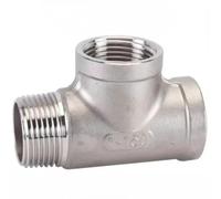 Raccordo for tubo a T a 3 vie filettato maschio + femmina + femmina 1/4 "3/8" 1/2 "3/4" 1 "1-1/4" 1-1/2 "2" BSP filettato acciaio inossidabile SS304(Size:3/4")