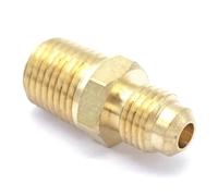Raccordo for tubo SAE a 45 gradi con filettatura svasata SAE da 7/16"-20 UNF a 1/4" NPT maschio, diametro esterno del tubo da 1/4" esagonale in ottone, adattatori for tubi 1000 PSI