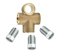 Raccordo freno a T a 3 vie con 3 dadi corti maschio per tubo da 3/16 e passo filettato da 10 mm