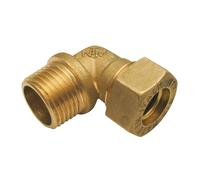 Raccordo Gomito maschio per acqua/gas in ottone dimensioni 14mm x 1/2" Ottone