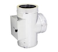 Raccordo inox Di 250 - De 300 mm a tee T con camera d'ispezione doppia parete