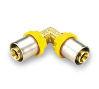 Raccordo per gas curvo doppio 16mm per tubo multistrato