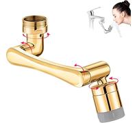 Raccordo per Rubinetto, Aeratore Girevole A 1440°, Filtro Antispruzzo con 2 Modalità di Flusso d'Acqua, Prolunga Multifunzionale per Cucina/Bagno, D'oro