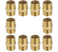 Raccordo per tubi ad alta pressione maschio-maschio con nipplo esagonale in ottone, connettore filettato sigillato a secco resistente alla corrosione e alla ruggine per tubo da giardino 10 pezzi M3/8