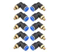 Raccordo per tubo dell'aria a connessione rapida, confezione da 10, accoppiatore in ottone e plastica PL4-M5, per tubo in nylon PU OD da 4 mm, filettatura M5, pressione massima 0,8 MPa, design