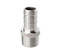 Raccordo per tubo filettato maschio BSP in acciaio inossidabile 304 da 1/8" 1/4" 3/8" 1/2" BSP maschio x 6 mm-25 mm connettore di accoppiamento a coda di pagoda (DN15 x 14 mm)