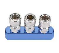 Raccordo pneumatico a collegamento rapido, innesto rapido femmina da 12 mm per tubo dell'aria, filettatura PT1/4", corpo in acciaio con anima in rame (Dritto a 3 vie)