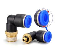 Raccordo pneumatico a gomito PL 1/4 3/8 1/2 1/8 Filettatura maschio Connettore rapido aria a forma di L Tubo flessibile a innesto OD 6 mm 8 mm 10 mm 12 mm 1 pz(10-01,1pcs)