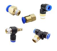 Raccordo pneumatico in ottone a sgancio rapido per tubo aria tipo PB, connettore 1/4 M5, 1 pezzo(8-04)