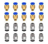Raccordo pneumatico TUZUK PC4-M6 Push to Connect + PC4-M10 Dritto raccordo rapido per stampante 3D Bowden Extruder (confezione da 20 pezzi)