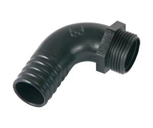 Raccordo portagomma maschio pp curvo 1" x 25 mm Nero