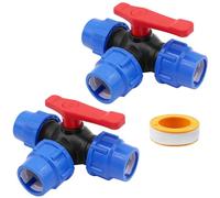 Raccordo PP, valvola a sfera a tre vie tipo T con maniglia, connettore 3 vie per tubo PE 25mm, compatibile Si applica aGardena T, valvola per acqua