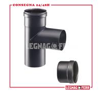 Raccordo T Per Stufe a Pellet Maschio-Femmina con Tappo Apros Nero Acciaio RAMM