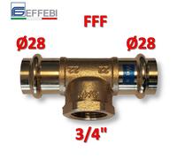 Raccordo T tee in bronzo Ø 28 x F 3/4'' x 28 mm - rame a pressare UNICO per acq