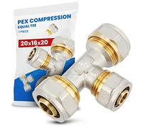 Raccordo Tee PEX-AL-PEX Stringere Ottone per Tubo Multistrato Compressione Filettato Sistema di Riscaldamento Idraulico (20 x 16 x 20)