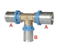 Raccordo TEE ridotta al centro per tubo multistrato a pressare