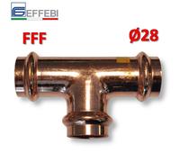Raccordo tee T FFF Ø 28x28x28 mm - rame a pressare UNICO per acqua e gas