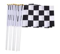 Race Car Flags - Black And White Flag | 10pcs Race Hand Waving Flag | Hand Stick Flag Checkered Flags | Black & White Stick Flag | Racing Flags Banner For Motor Racing Theme Decoration