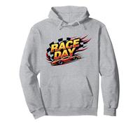 Race Day: entusiasmo per Gli Appassionati di Corse Felpa con Cappuccio, Unisex per Adulti, Grigio Melange, S