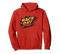 Race Day: entusiasmo per Gli Appassionati di Corse Felpa con Cappuccio, Unisex per Adulti, Rosso, M