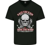Race The Rain Biker Maglietta In Cotone A V Per Uomo