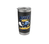 Race You To The Library Funny Reading Book Lover Bibliotecario Bicchiere termico in acciaio inox doppia parete