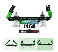 RaceFuel Triathlon - Fascia per numero di partenza con tasca per cellulare con porta numeri e 6 supporti Softflask o gel per jogging, ciclismo, maratone, Senza custodia + 2 flaconi da 150 ml, taglia