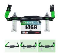 RaceFuel Triathlon - Fascia per numero di partenza con tasca per cellulare con porta numeri e 6 supporti Softflask o gel per jogging, ciclismo, maratone, Con custodia + 2 flaconi da 250 ml, taglia
