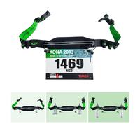 RaceFuel Triathlon - Fascia per numero di partenza con tasca per cellulare con porta numeri e 6 supporti Softflask o gel per jogging, ciclismo, maratone, Con custodia, taglia unica, Nastro elastico