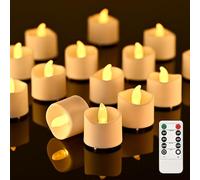 RaceGT 20 Candele LED con Timer e Telecomando, Candele LED senza Fiamma, Batterie Incluse, 2/4/6/8H Timer, Ideali per Natale, Matrimonio, Festa, Luci Bianco Caldo