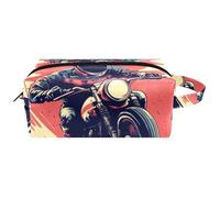 Racer Speedway Race Car Women Cosmetic Storage Bag, Hanging Makeup Toiletry Bag, Portable Leather Travel Bag School Pencil Case, Multicolore 02, 8.2x3.1x3.5 in/21x8x9 cm