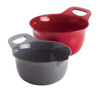 Rachael Ray Tools and Gadgets Set di ciotole impilabili per mescolare con beccucci e manico, 2 e 3 quarti, rosso e grigio