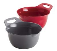 Rachael Ray Tools and Gadgets Set di ciotole impilabili per mescolare con beccucci versatori e manico, 4 e 5 litri, rosso e grigio