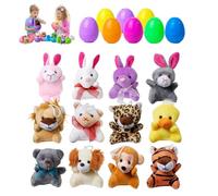 Rachlicy 12 Pezzi riempitivi per Uova di Pasqua Uova di Pasqua riempite di plastica con Animali di Peluche a Sorpresa per Bambini cestini per bomboniere per Feste