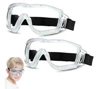 Rachlicy 2 occhiali protettivi per bambini bifacciali antiappannamento completamente chiusi occhiali protettivi di sicurezza per bambini con cinturino regolabile per casa adolescenti gioco battaglia